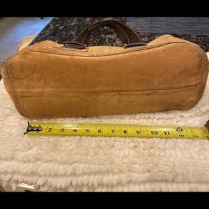 Brown suede coach shoulder bag